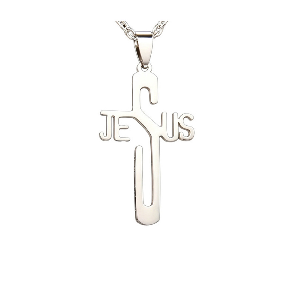Cross-border European American Foreign Trade Stainless Steel Jewelry Men's Necklace With Cross Pendant, Korean Style_voghion.com