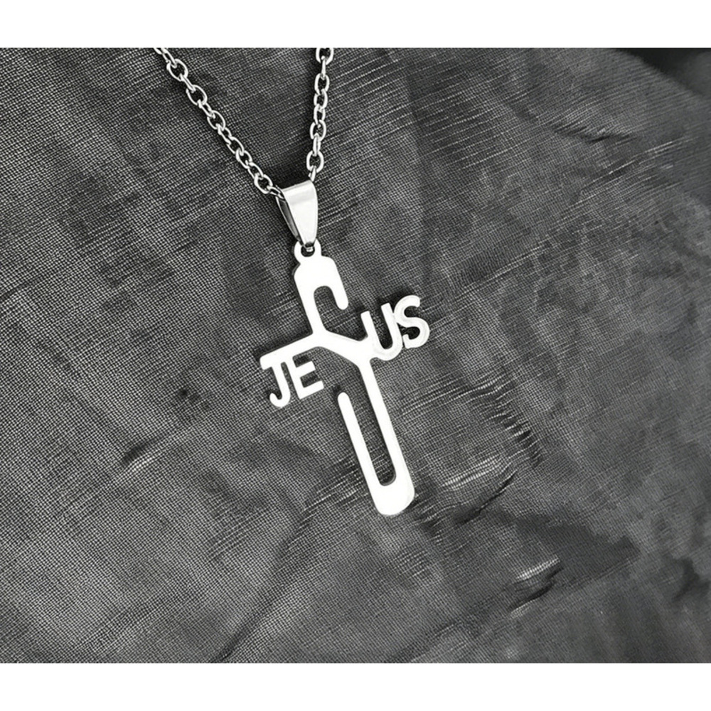 Collier Homme Avec Pendentif Croix En Acier Inoxydable Style_voghion.com