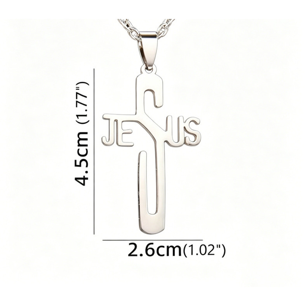 Cross-border European American Foreign Trade Stainless Steel Jewelry Men's Necklace With Cross Pendant, Korean Style_voghion.com