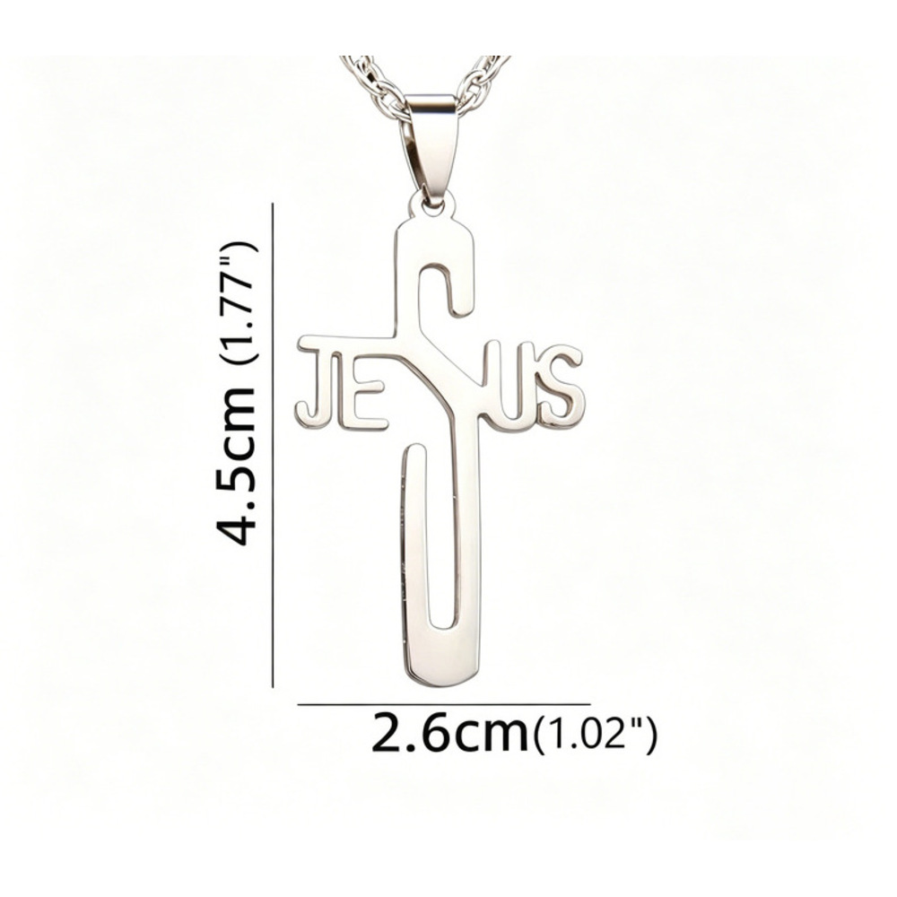 Cross-border European American Foreign Trade Stainless Steel Jewelry Men's Necklace With Cross Pendant, Korean Style_voghion.com
