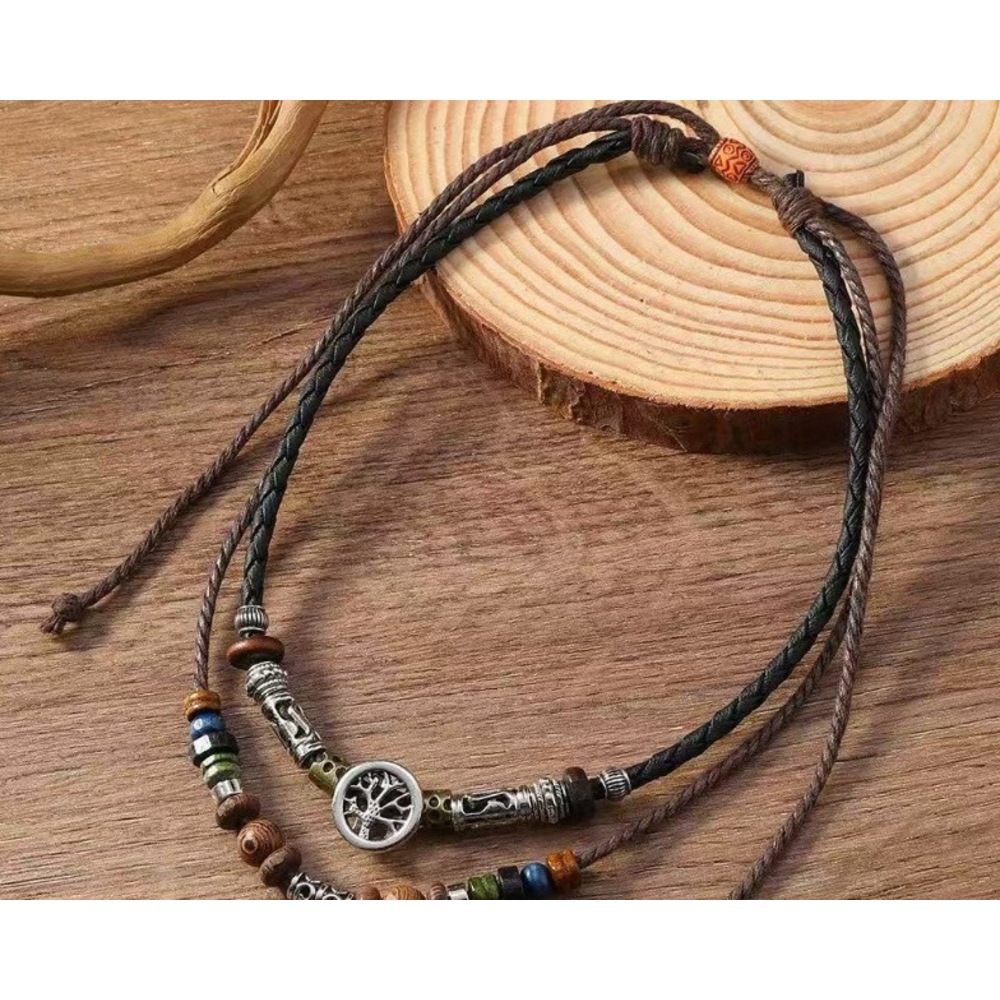 Multi-layer Turquoise Beaded Leather Necklace For Men Jewellery_voghion.com