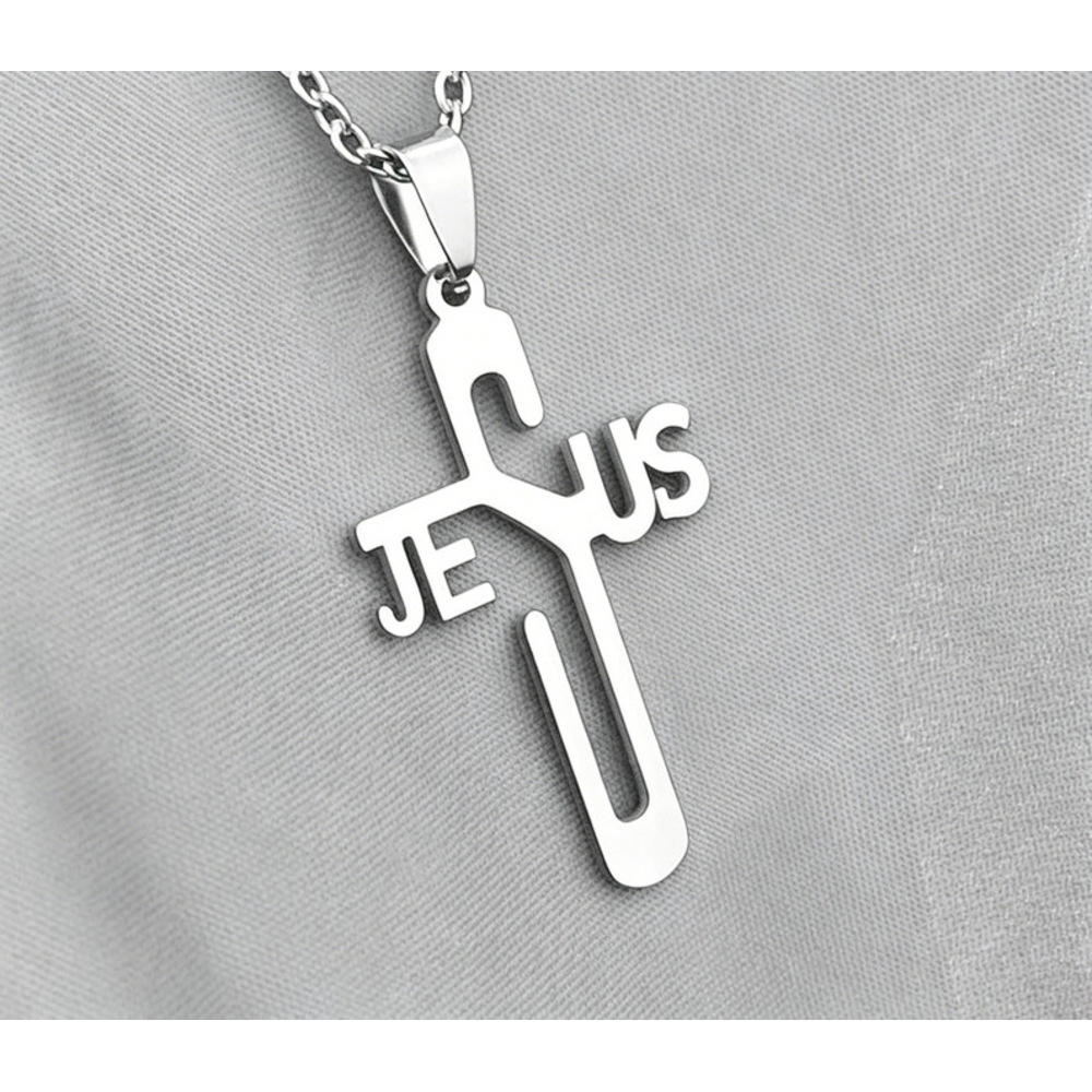 Collier Homme Avec Pendentif Croix En Acier Inoxydable Style_voghion.com