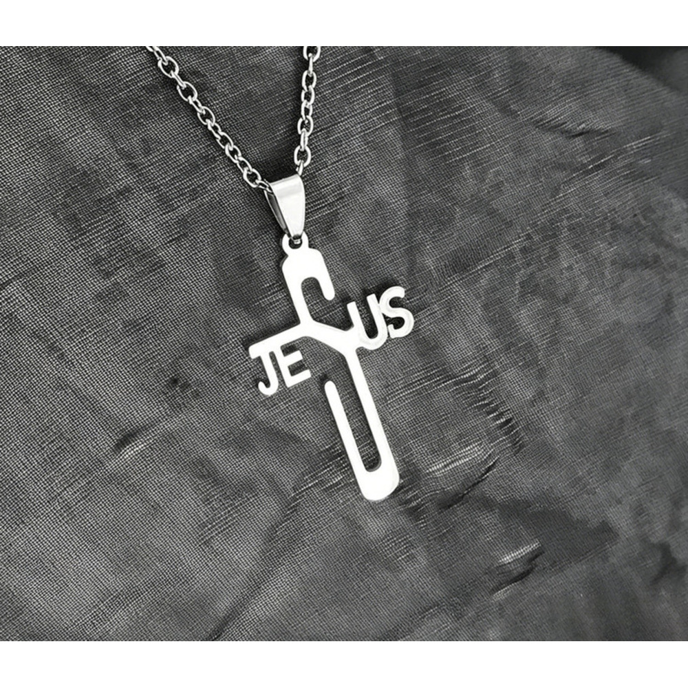 Cross-border European American Foreign Trade Stainless Steel Jewelry Men's Necklace With Cross Pendant, Korean Style_voghion.com