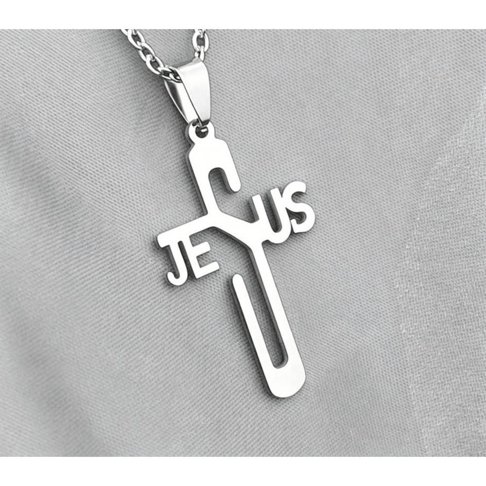 Collier Homme Avec Pendentif Croix En Acier Inoxydable Style_voghion.com