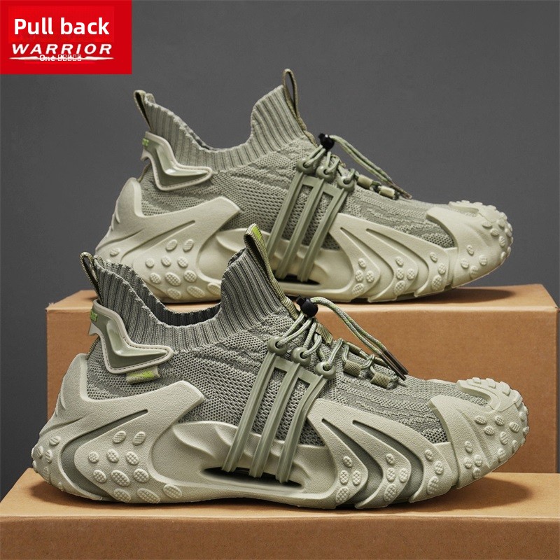 Pull-back No-tie Men's Shoes 2026 New Summer Mesh Breathable Casual Height-increasing Dad Sneakers Trendy_voghion.com