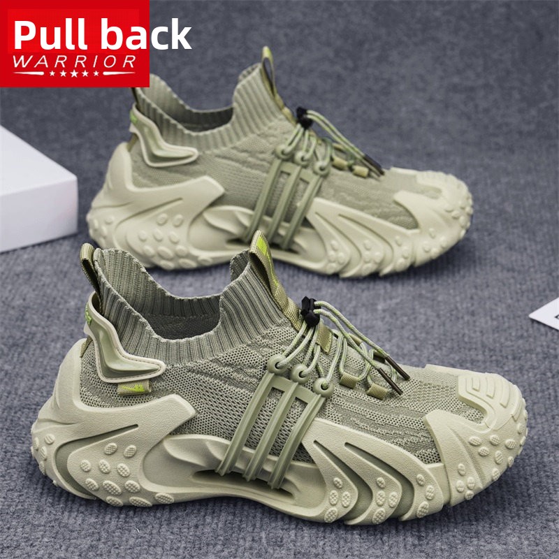 Pull-back No-tie Men's Shoes 2026 New Summer Mesh Breathable Casual Height-increasing Dad Sneakers Trendy_voghion.com
