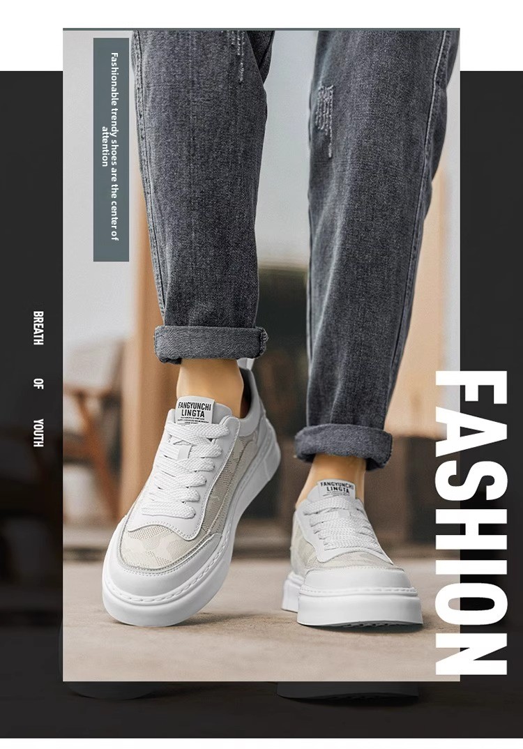 Men's Breathable Black Canvas Sneakers Height Increasing Casual Shoes_voghion.com