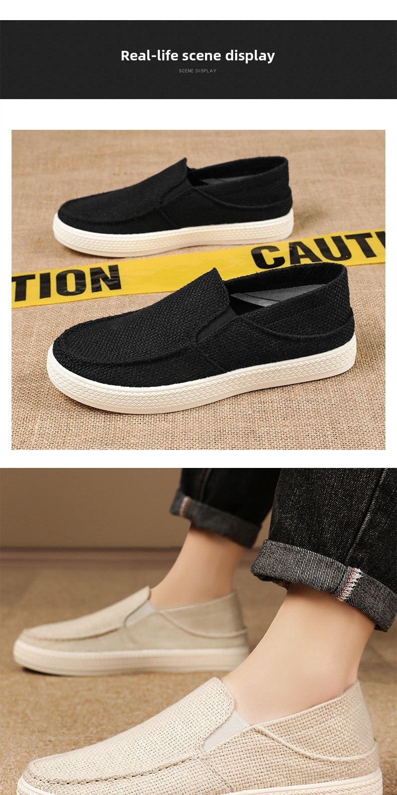 Canvas Summer Breathable Linen Trainers Lightweight Slip-on Shoes_voghion.com