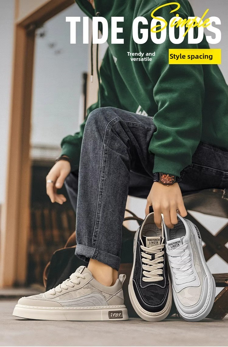 Men's Breathable Black Canvas Sneakers Height Increasing Casual Shoes_voghion.com