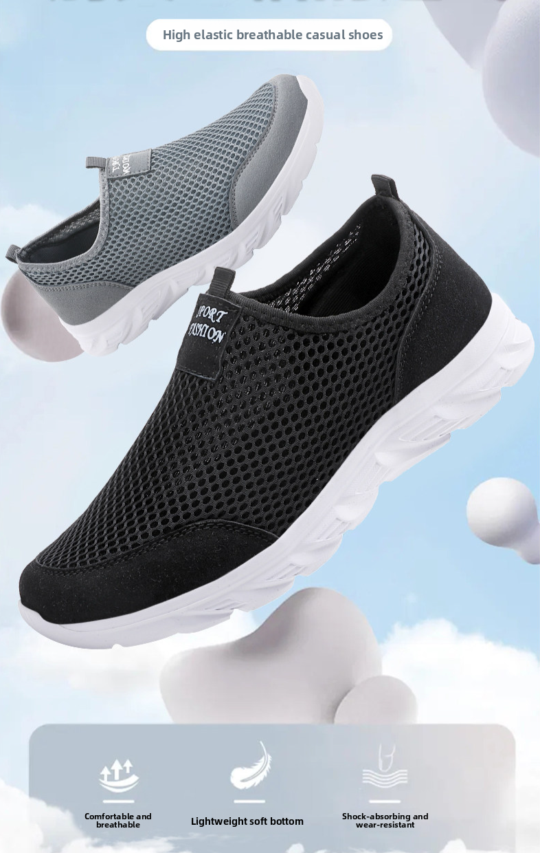 Men's Breathable Mesh Slip-on Walking Shoes For Driving_voghion.com