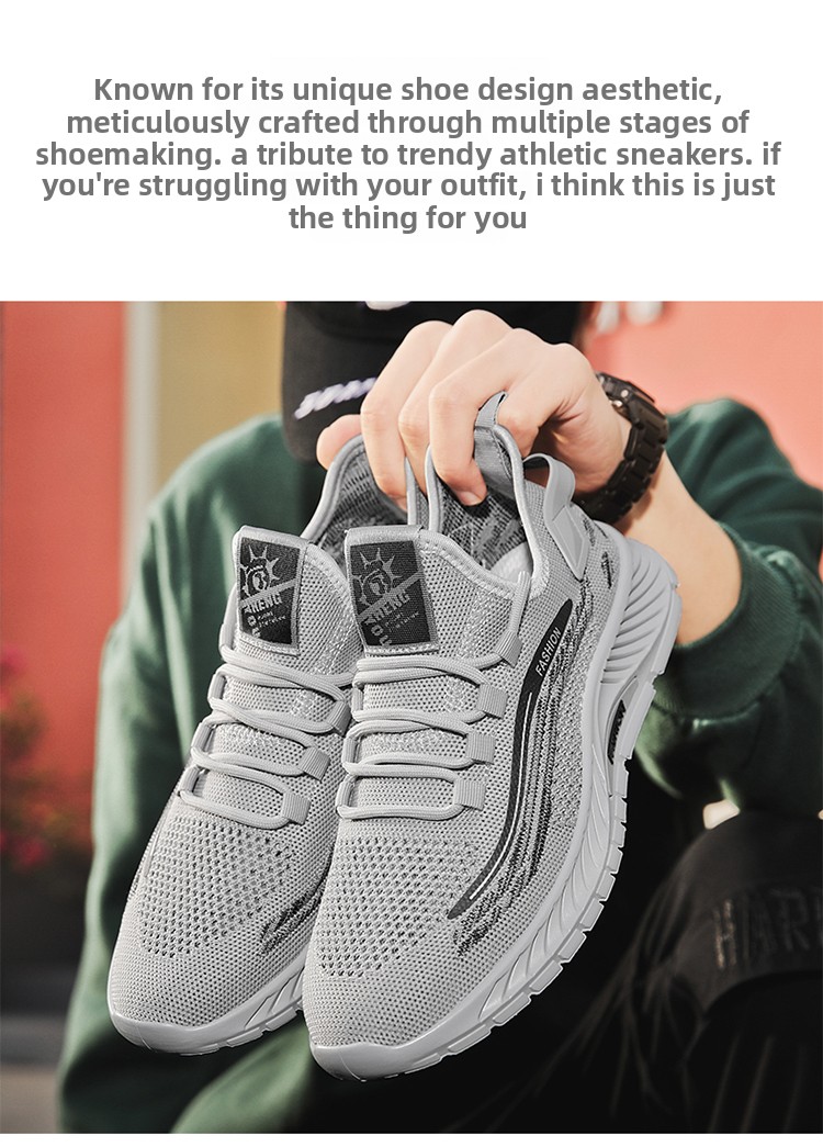 Flyknit Walking Shoes For Men Breathable Summer Mesh Trainers_voghion.com