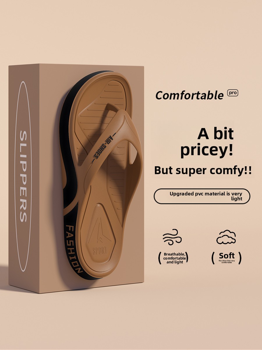 Mn's Summr Flip-Flops With Cushioning, Outdoor War, Non-Slip, Trndy Soft Sol Bach Thong Sandals, Casual And_voghion.com