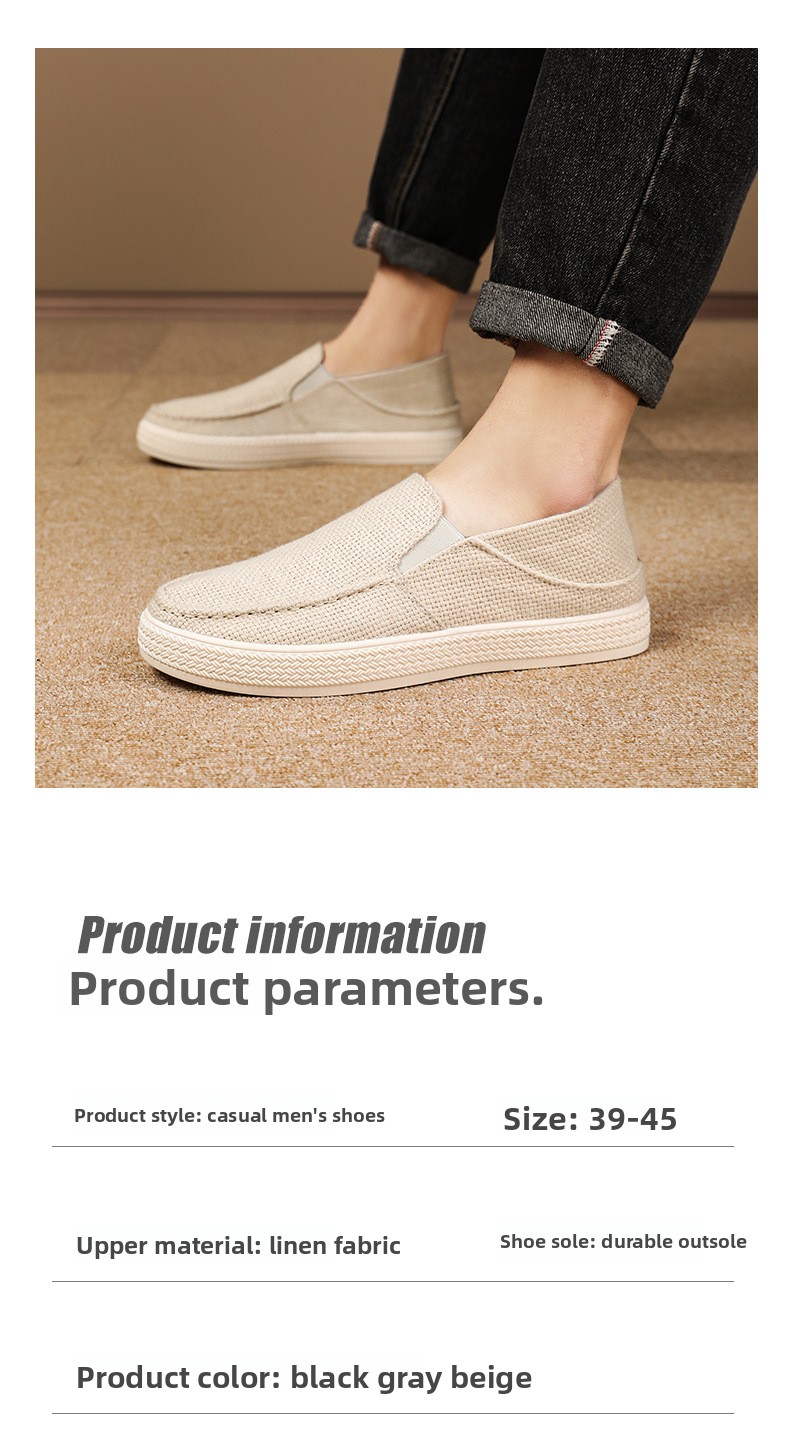 Canvas Summer Breathable Linen Trainers Lightweight Slip-on Shoes_voghion.com