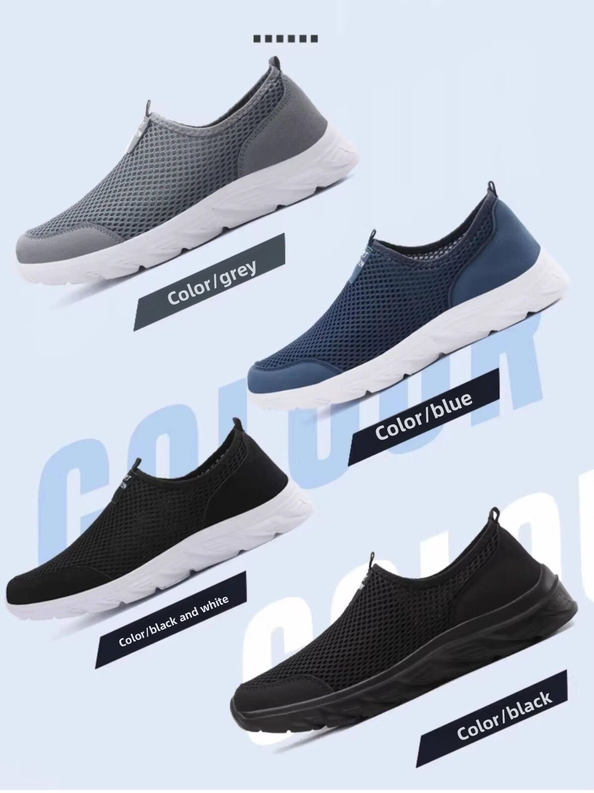 Men's Breathable Mesh Slip-on Walking Shoes For Driving_voghion.com
