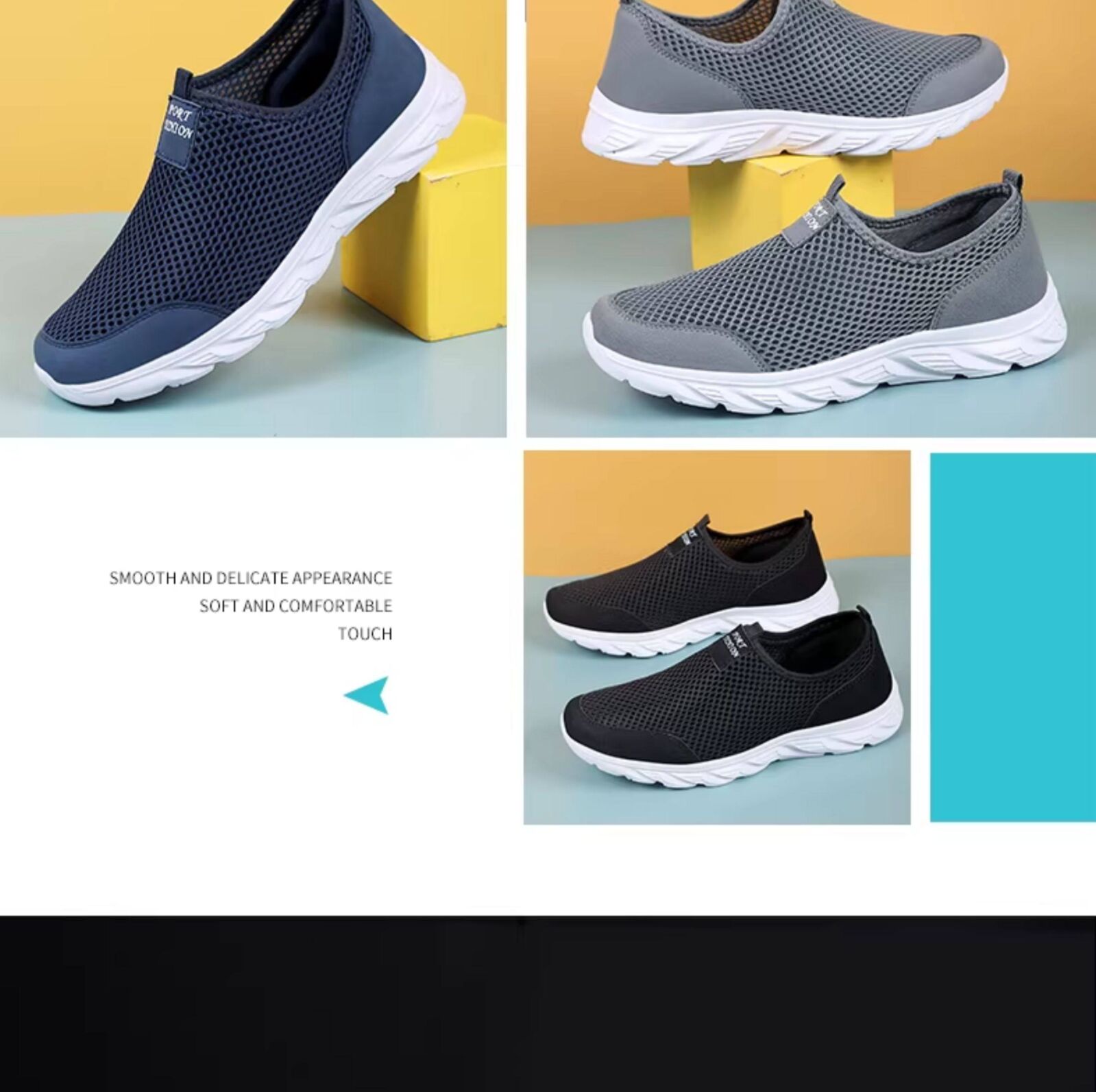 Men's Breathable Mesh Slip-on Walking Shoes For Driving_voghion.com