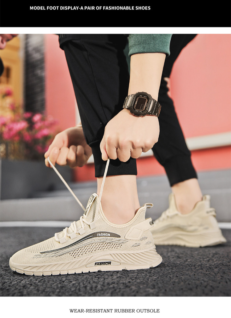 Flyknit Walking Shoes For Men Breathable Summer Mesh Trainers_voghion.com