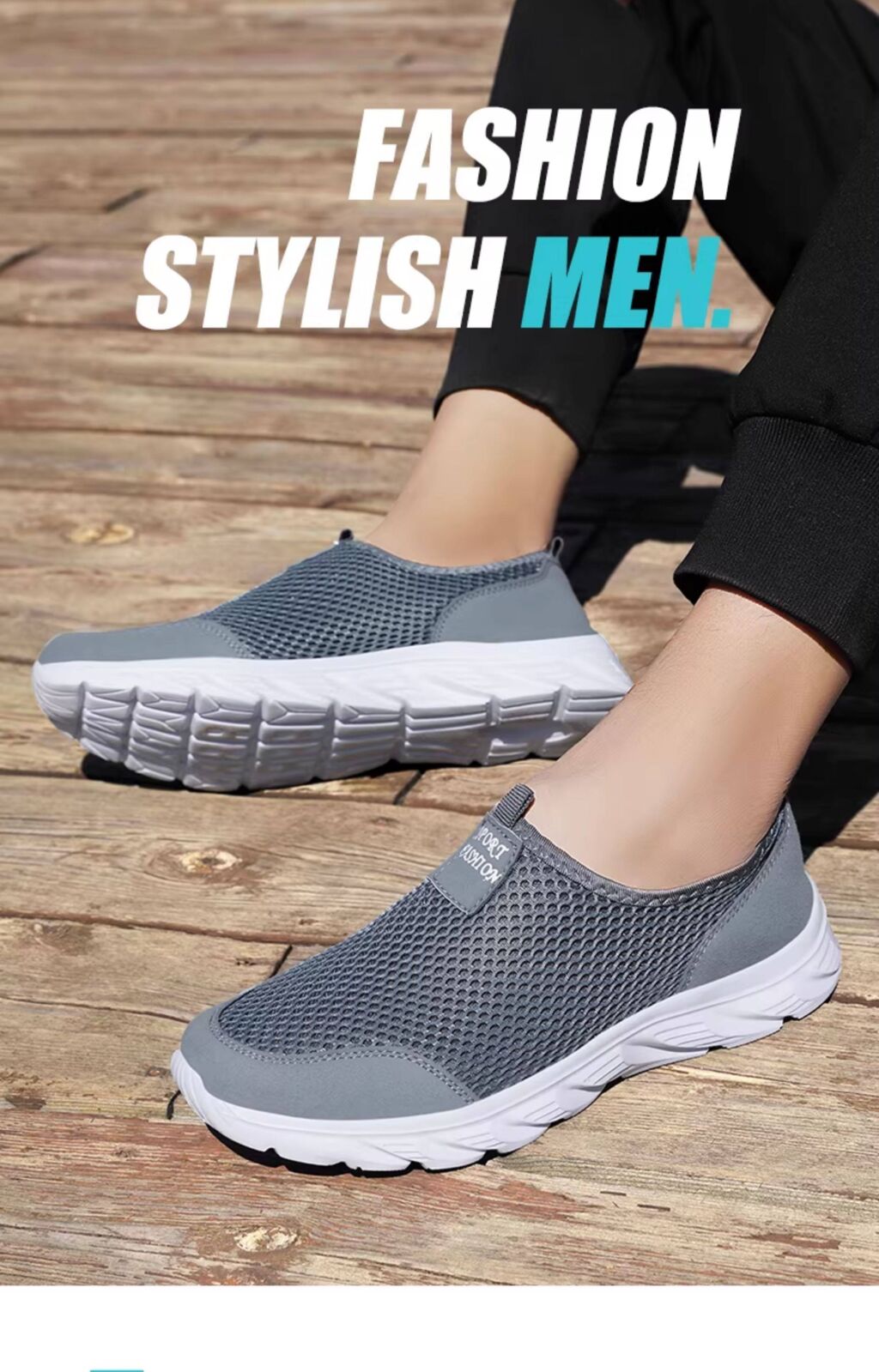 Men's Breathable Mesh Slip-on Walking Shoes For Driving_voghion.com