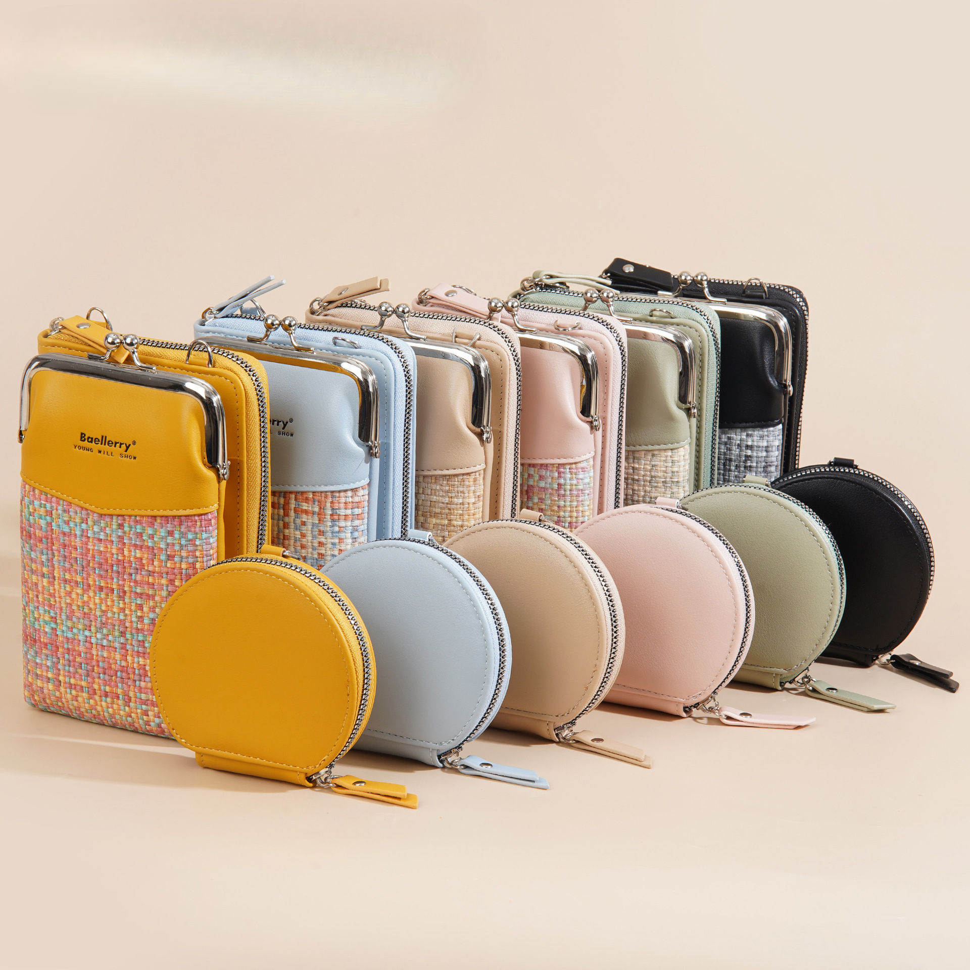 Crossbody For Women, High-End Feel, Mini Shoulder Bag, New Woven Color-Block Phone Pouch, PU Mother-Daughter Bag_desvips.com