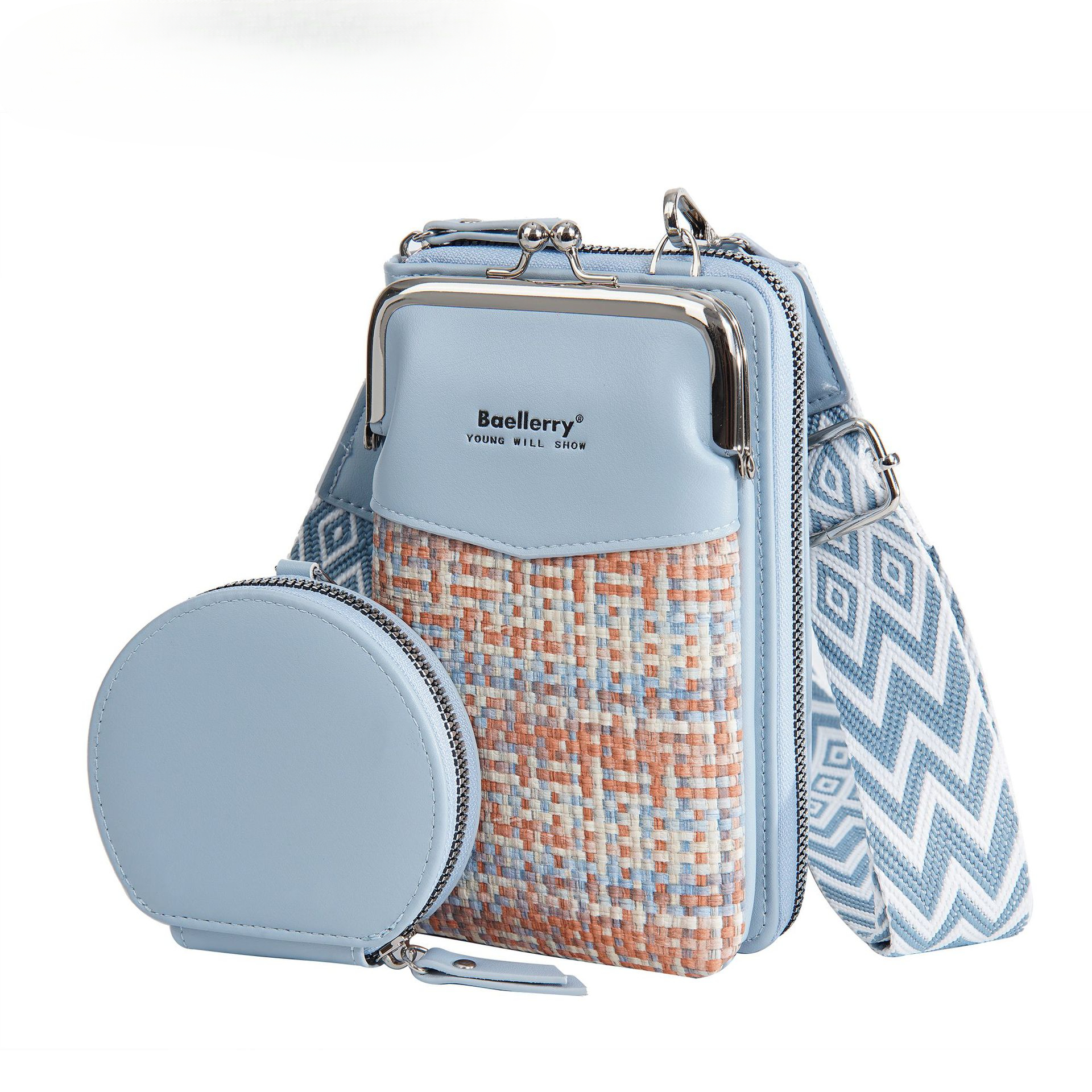 Crossbody For Women, High-End Feel, Mini Shoulder Bag, New Woven Color-Block Phone Pouch, PU Mother-Daughter Bag_desvips.com