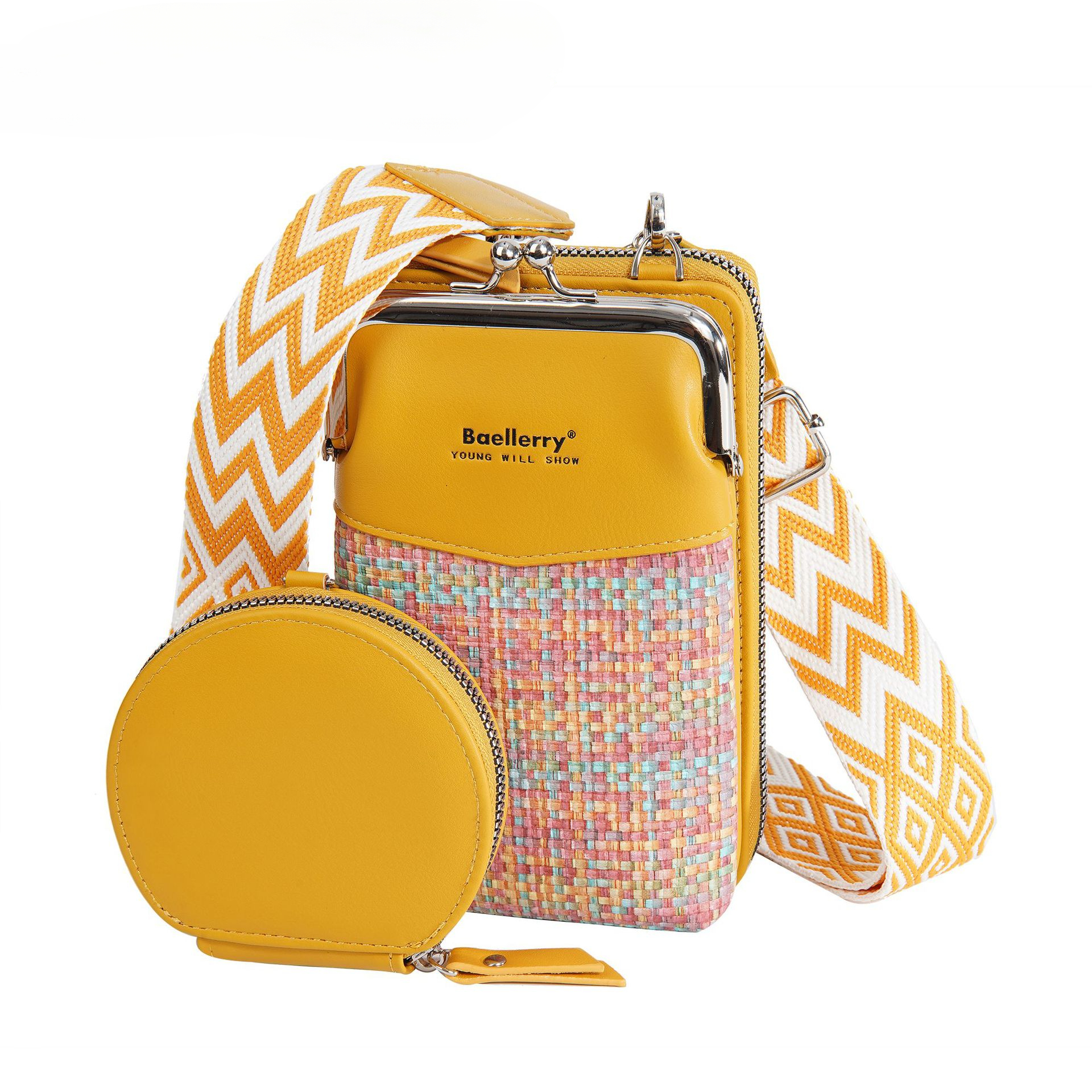 Crossbody For Women, High-End Feel, Mini Shoulder Bag, New Woven Color-Block Phone Pouch, PU Mother-Daughter Bag_desvips.com