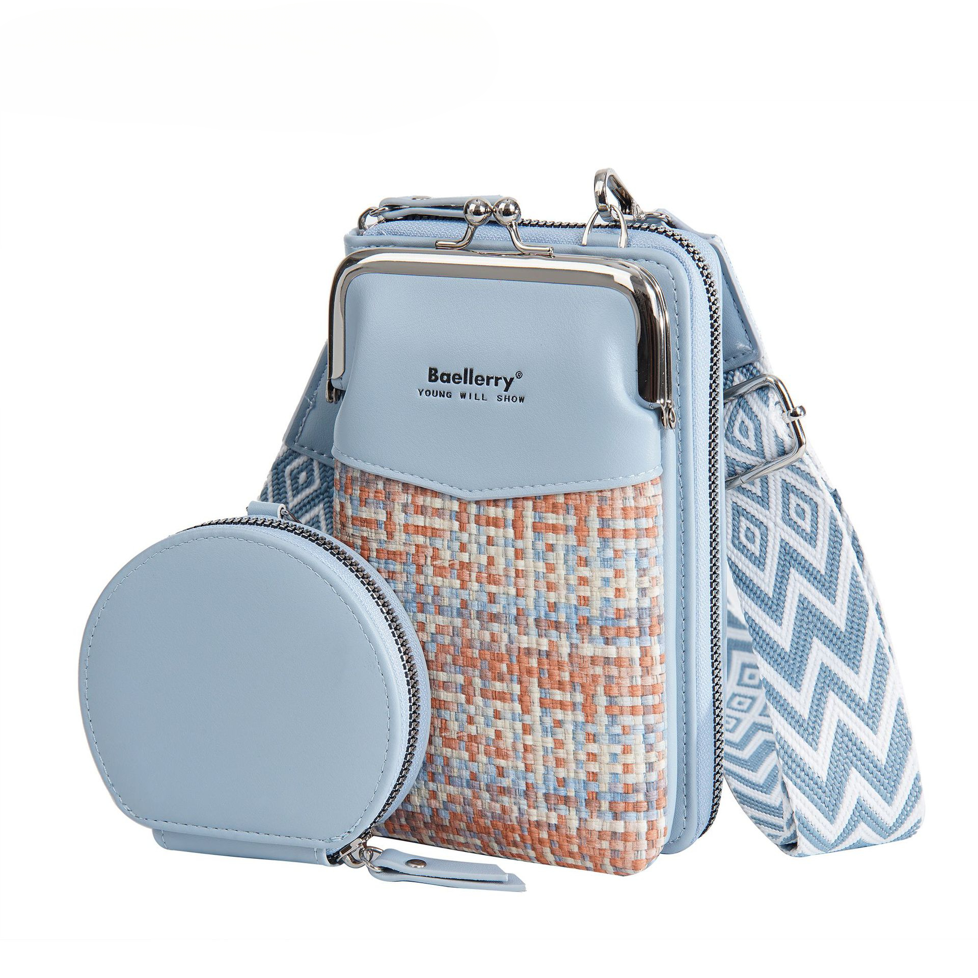 Crossbody For Women, High-End Feel, Mini Shoulder Bag, New Woven Color-Block Phone Pouch, PU Mother-Daughter Bag_desvips.com
