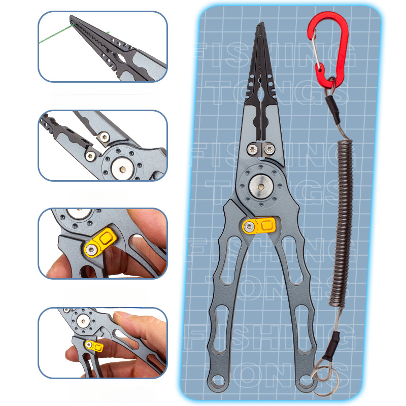 360-degree Rotating Aluminum Alloy With Symmetrical Fish Controller, Hook Extractor, Line Cutter, Fishing Pliers And Multifunctional Road Pliers._desvips.com