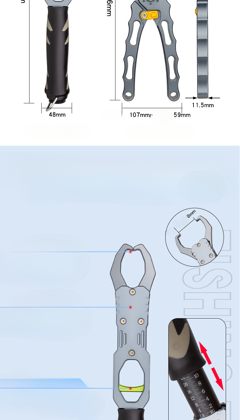 360-degree Rotating Aluminum Alloy With Symmetrical Fish Controller, Hook Extractor, Line Cutter, Fishing Pliers And Multifunctional Road Pliers._desvips.com