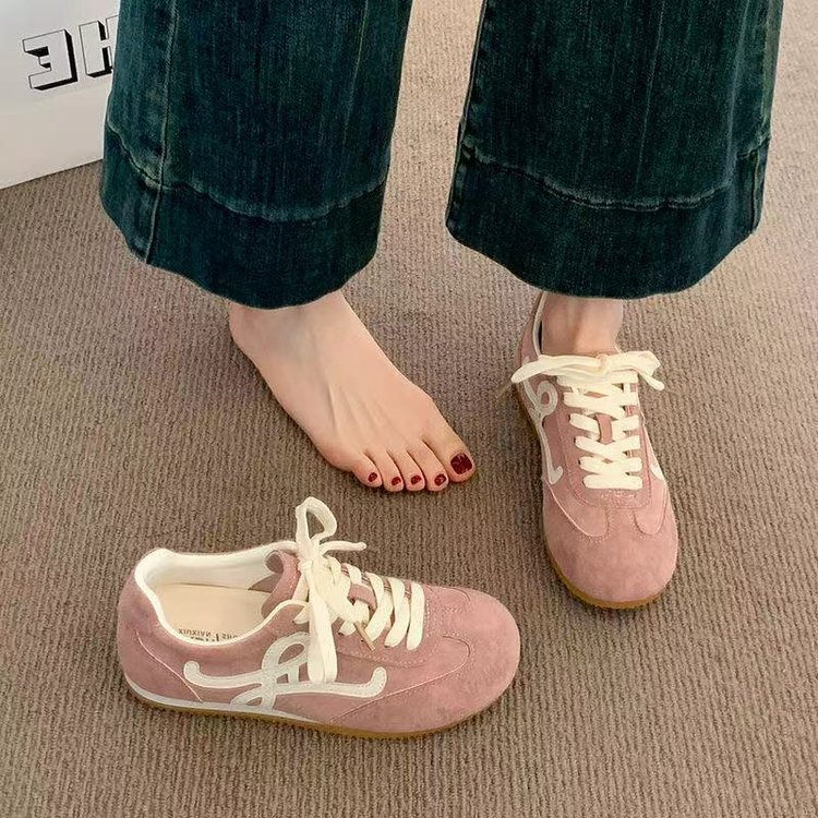 Yellow Leather Training For Women 2025 Spring New Hot-Selling Women's Shoes Flat Retro Casual Sports Sneakers_vogvips.com